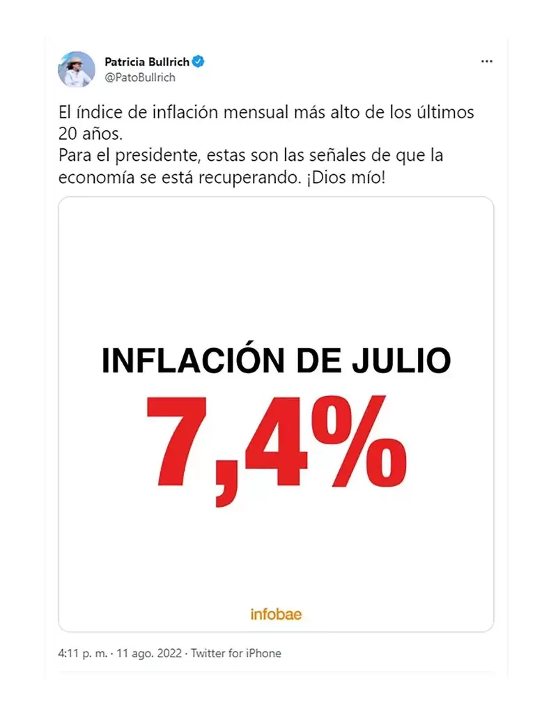 patricia bullrich. inflacion