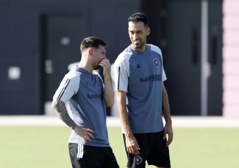 Messi y Busquets en el entrenamiento de Inter Miami
