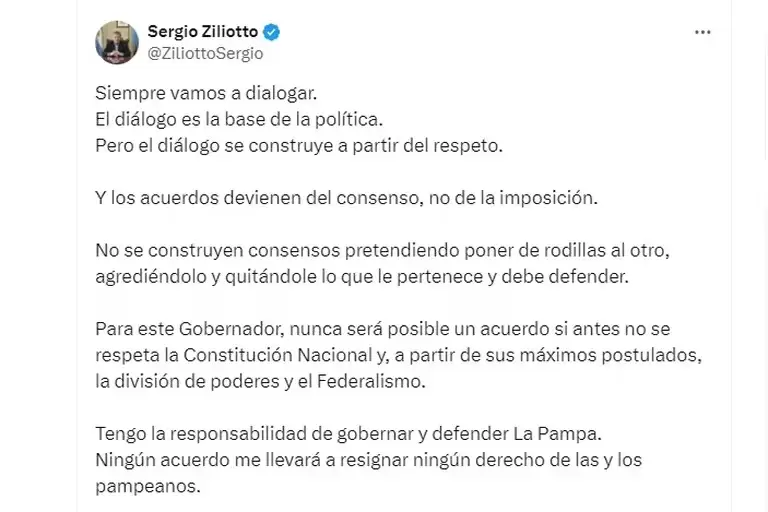 El tuit de Sergio Ziliotto