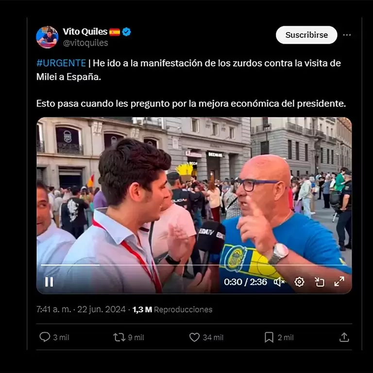 Vito Quiles se encontr con Javier Milei en Madrid y le agradeci su apoyo